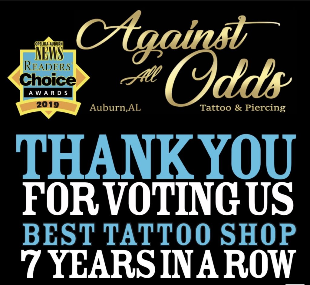 Against All Odds Tattoo - Auburn, AL (334)887-5566 - Against All Odds ...